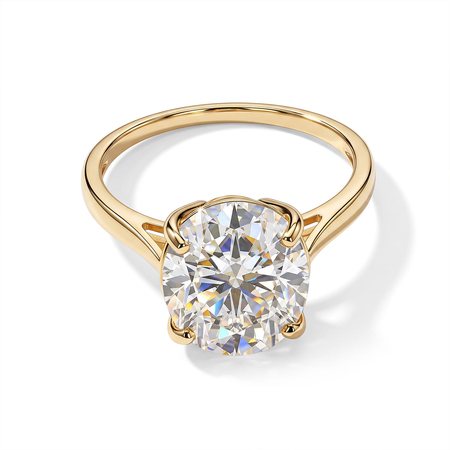 Luxoro 9K Yellow Gold Moissanite Ring, Gold Wt.1.75 Gms  5.000  Ct.