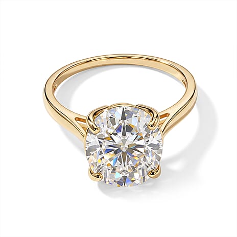 Luxoro 9K Yellow Gold Moissanite Ring, Gold Wt.1.75 Gms  5.000  Ct.