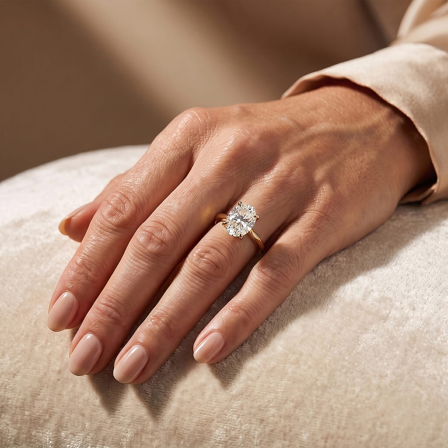 Luxoro - 9K Yellow Gold Moissanite Solitaire Ring 5.00 Ct.