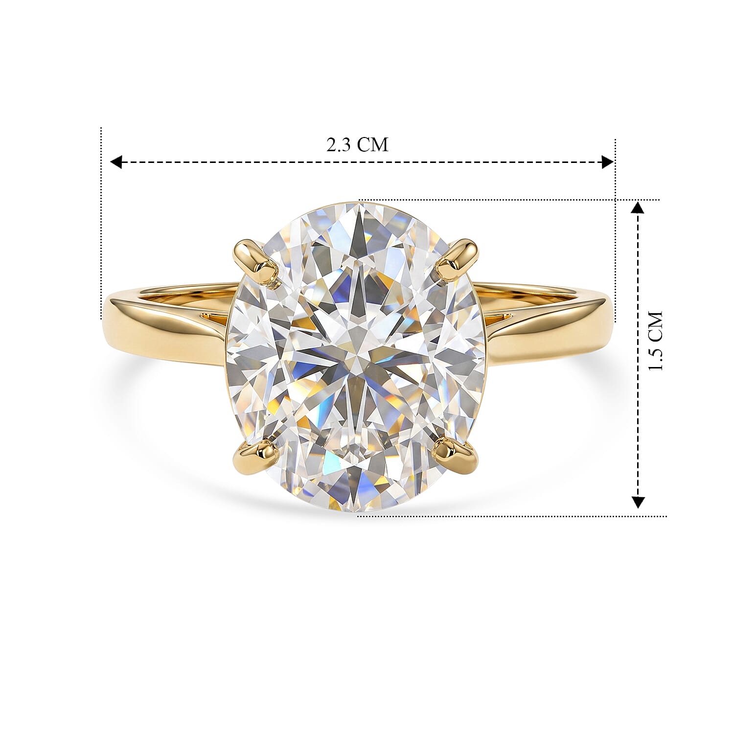 Luxoro 9K Yellow Gold Moissanite Ring, Gold Wt.1.75 Gms  5.000  Ct.