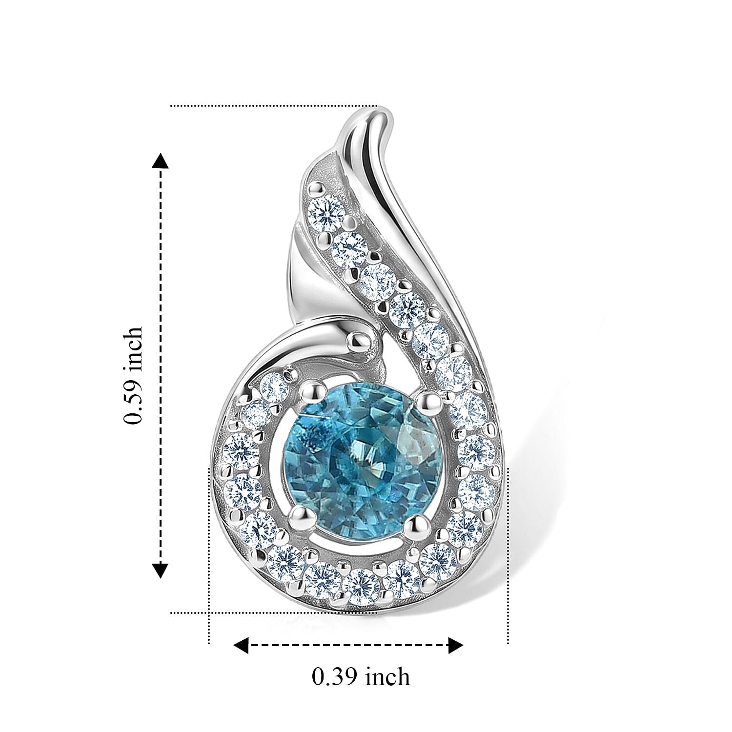 D'Joy - AAA RatanakirI Blue Zircon & White Zircon Swirl Stud Earring with Push Back in Platinum Overlay Sterling Silver 2.15 Ct.