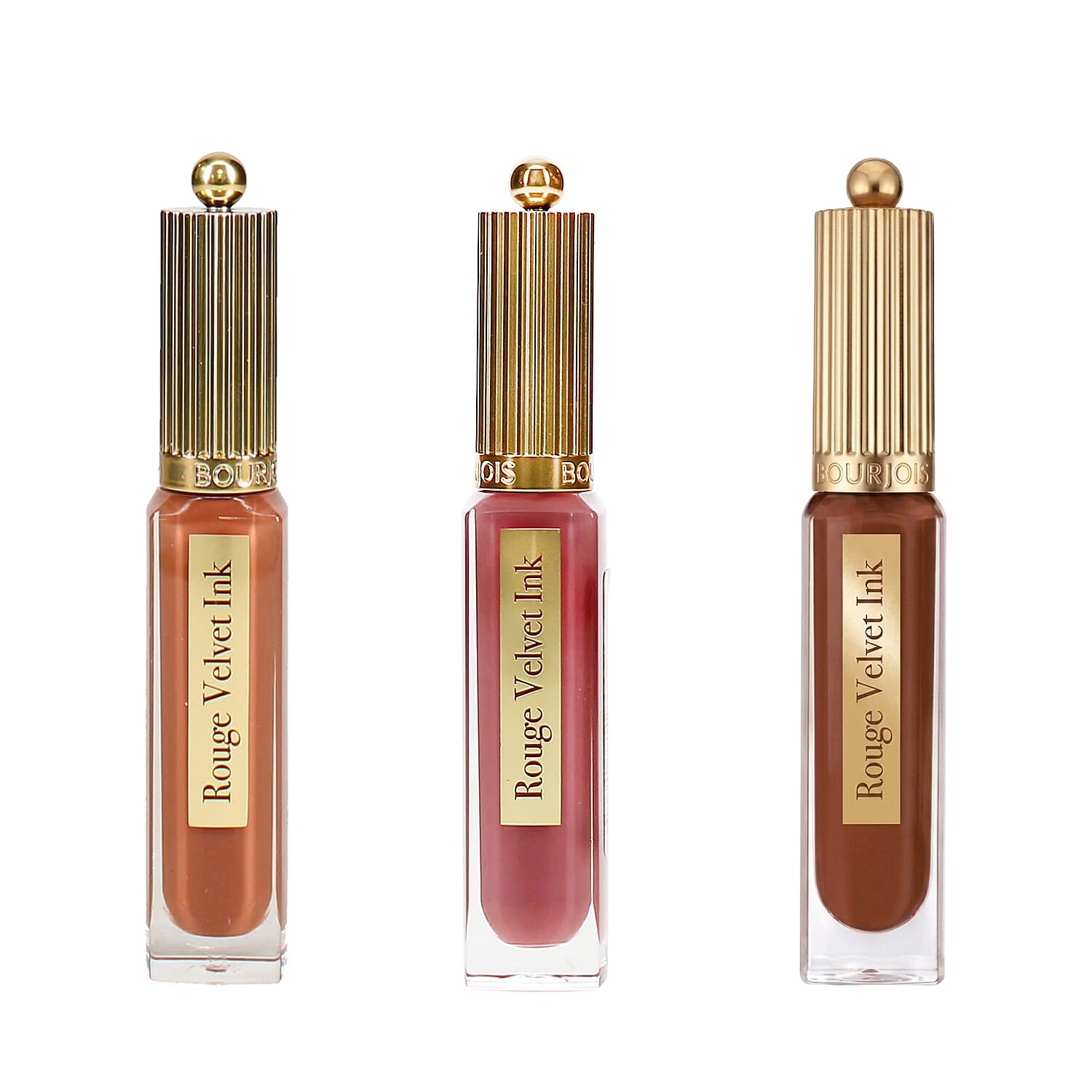 Bourjois- 3-Piece Rouge Velvet Ink Lip Colour Set (Includes All About Brown 18, Belle Brune 12 & Cup of Rose 24)
