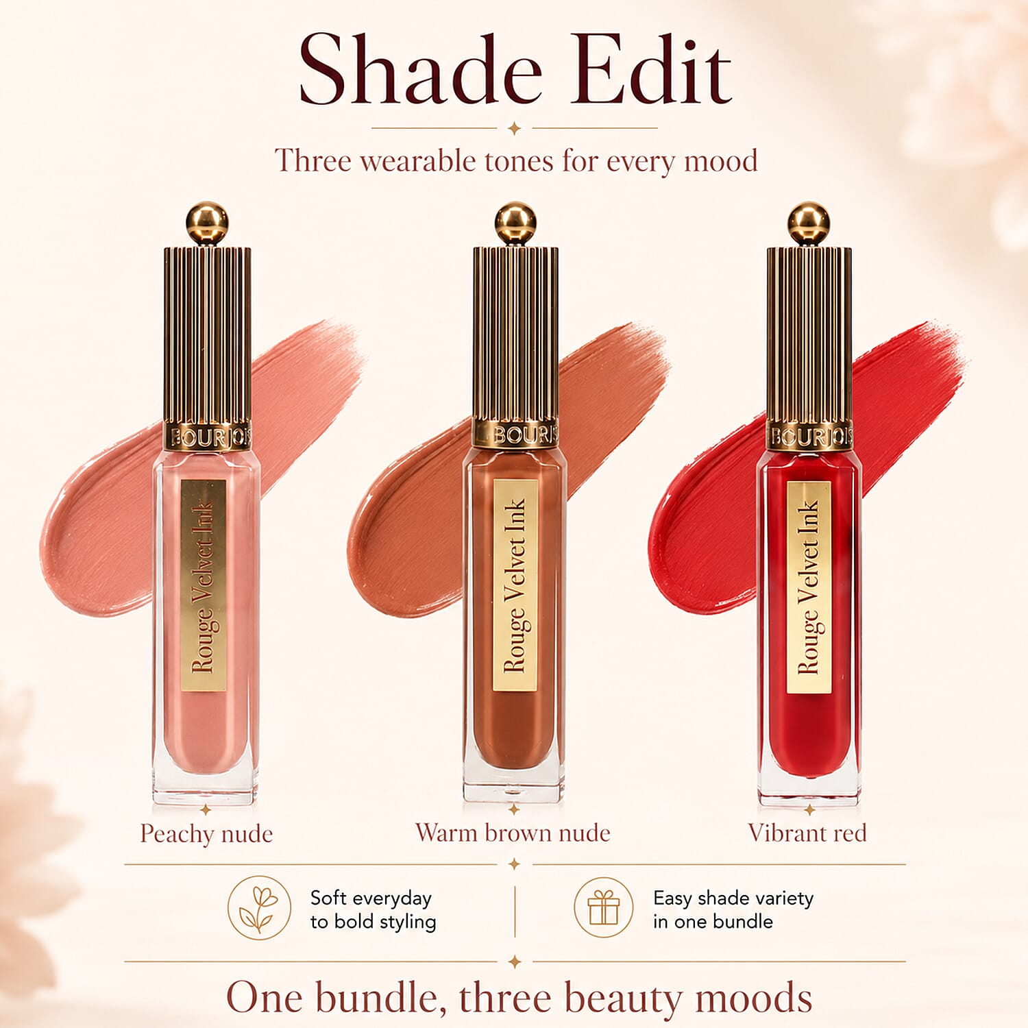 Bourjois- 3-Piece Rouge Velvet Ink Lip Colour Set (Includes Berry Chaud-Colat 25, Belle Brune 12 & Beige De Jour 001)