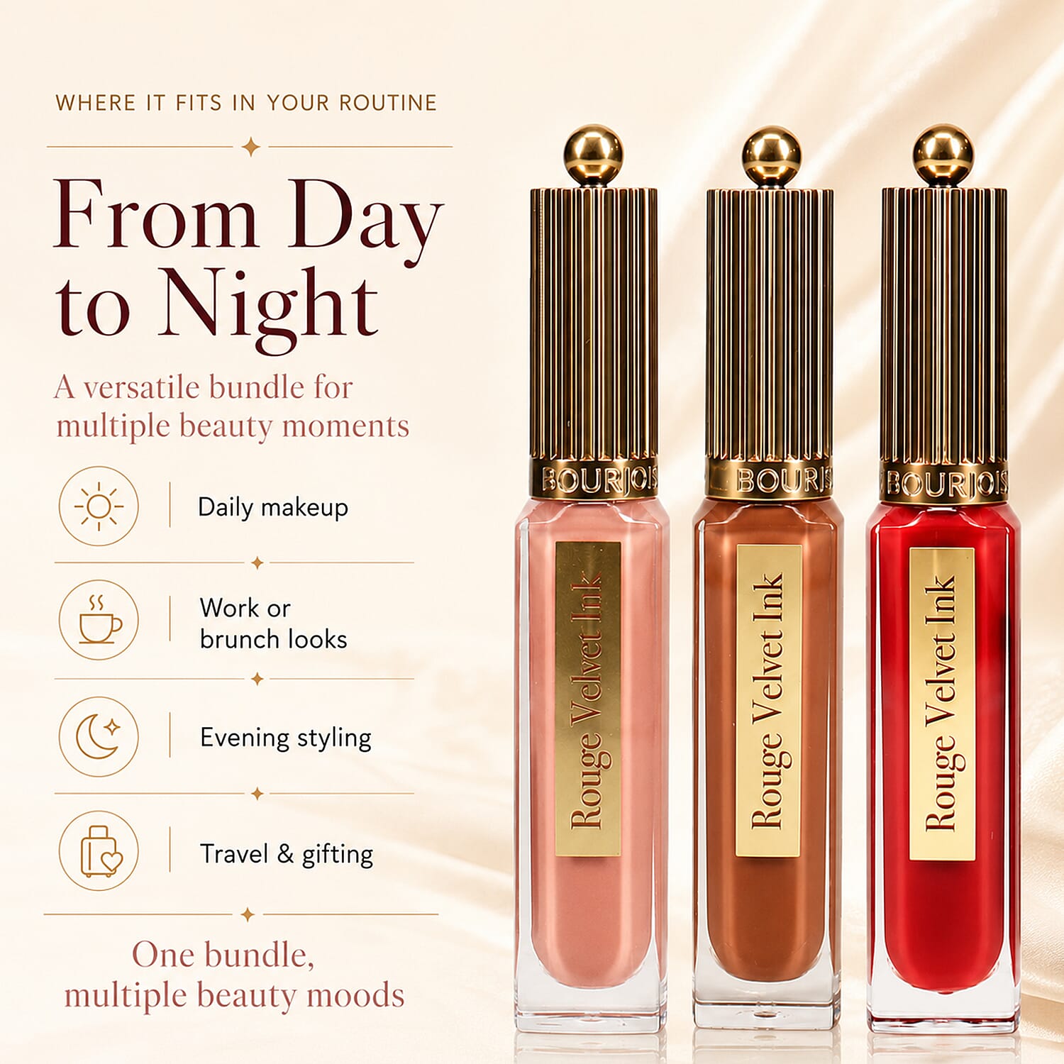 Bourjois- 3-Piece Rouge Velvet Ink Lip Colour Set (Includes Berry Chaud-Colat 25, Belle Brune 12 & Beige De Jour 001)