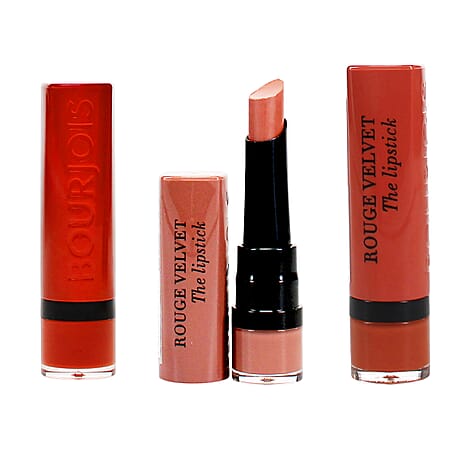 Bourjois- 3-Piece Lipstick Set (Includes Bourjois Velvet Lipstick in Caramel Sale, Bourjois Velvet Lipstick in Moka Dero 022 & Bourjois Velvet Lipstick in Chocoquette 51)