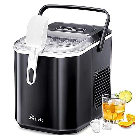 Countertop Ice Maker Machine, Portable Ice Maker 12 Cubes in 4 Mins, 30 Min Self-Cleaning Ice Machine with 1.2L Water Tank - 2 Sizes of Ice Cube (Black)