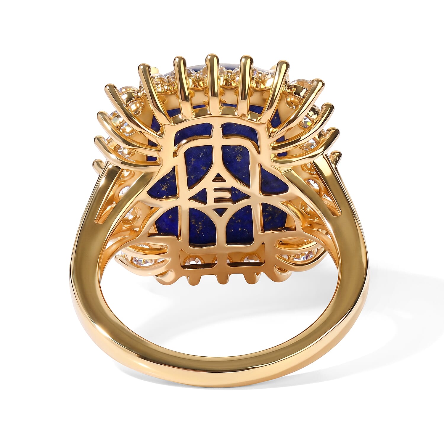 EverTrue - Lapis Lazuli & White Zircon Ring in Yellow Gold Tone 13.30 Ct.