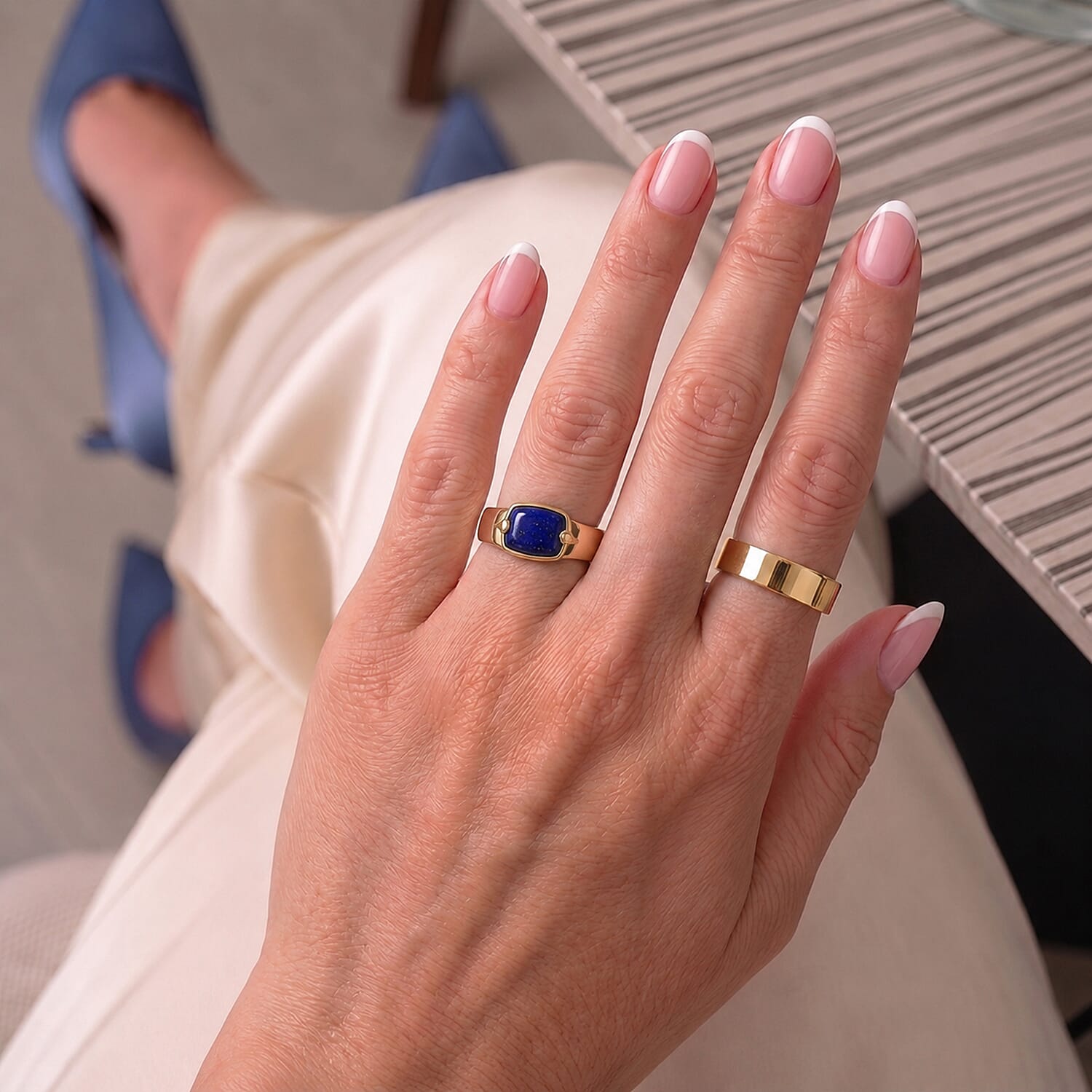 EverTrue - Lapis Lazuli Solitaire Ring in Yellow Gold Tone 6.36 Ct.