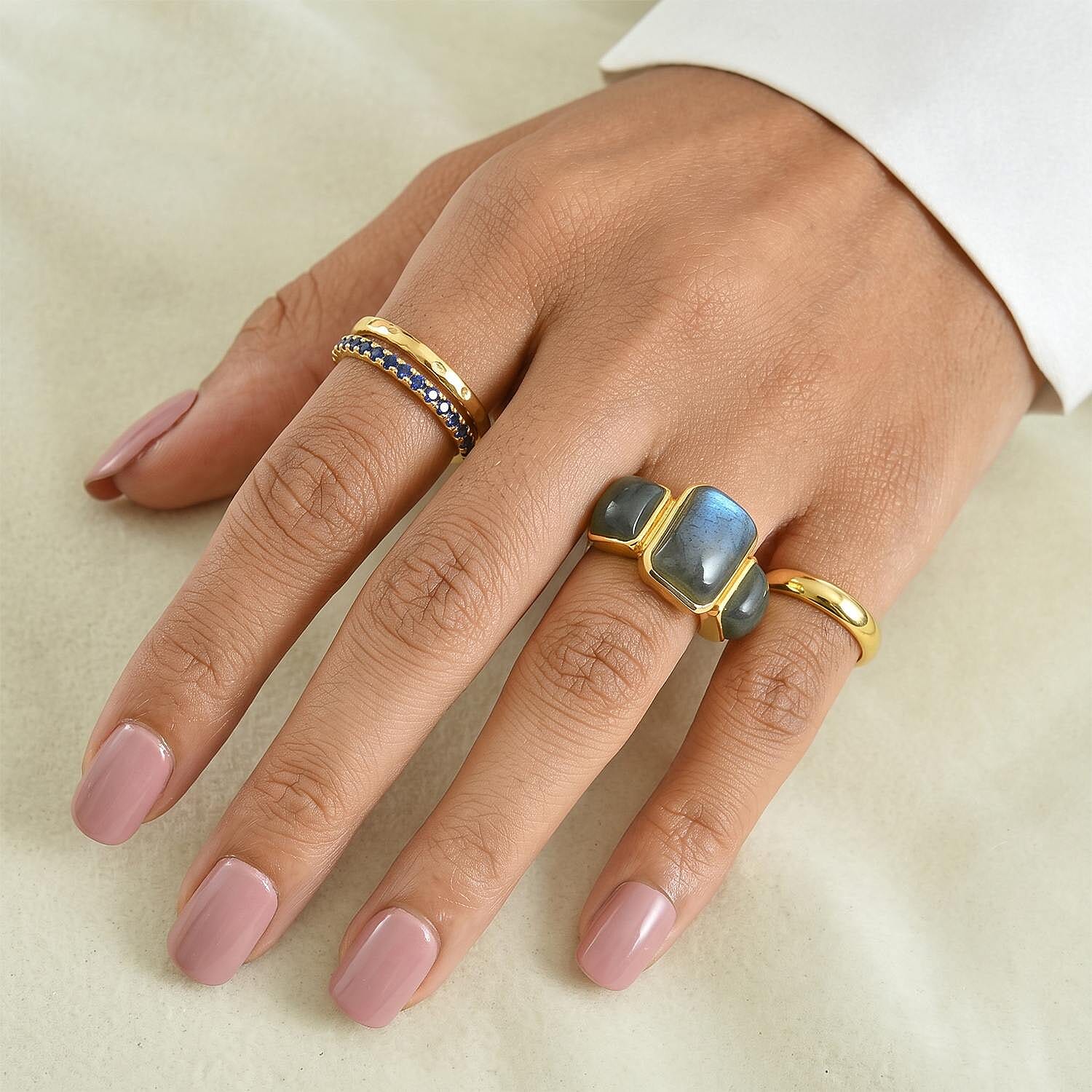 EverTrue - Labradorite Trilogy Ring in Yellow Gold Tone 14.07 Ct.