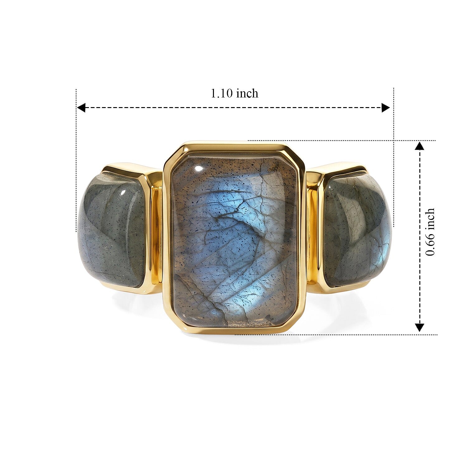 EverTrue - Labradorite Trilogy Ring in Yellow Gold Tone 14.07 Ct.