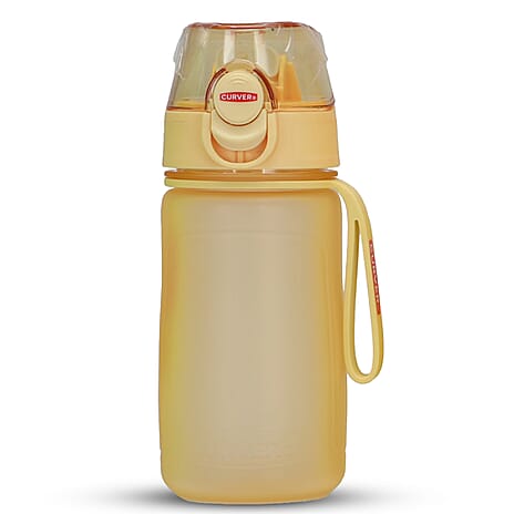 Curver Water Bottle with Flip-Top Lid and Carry Strap (420ml) - Yellow