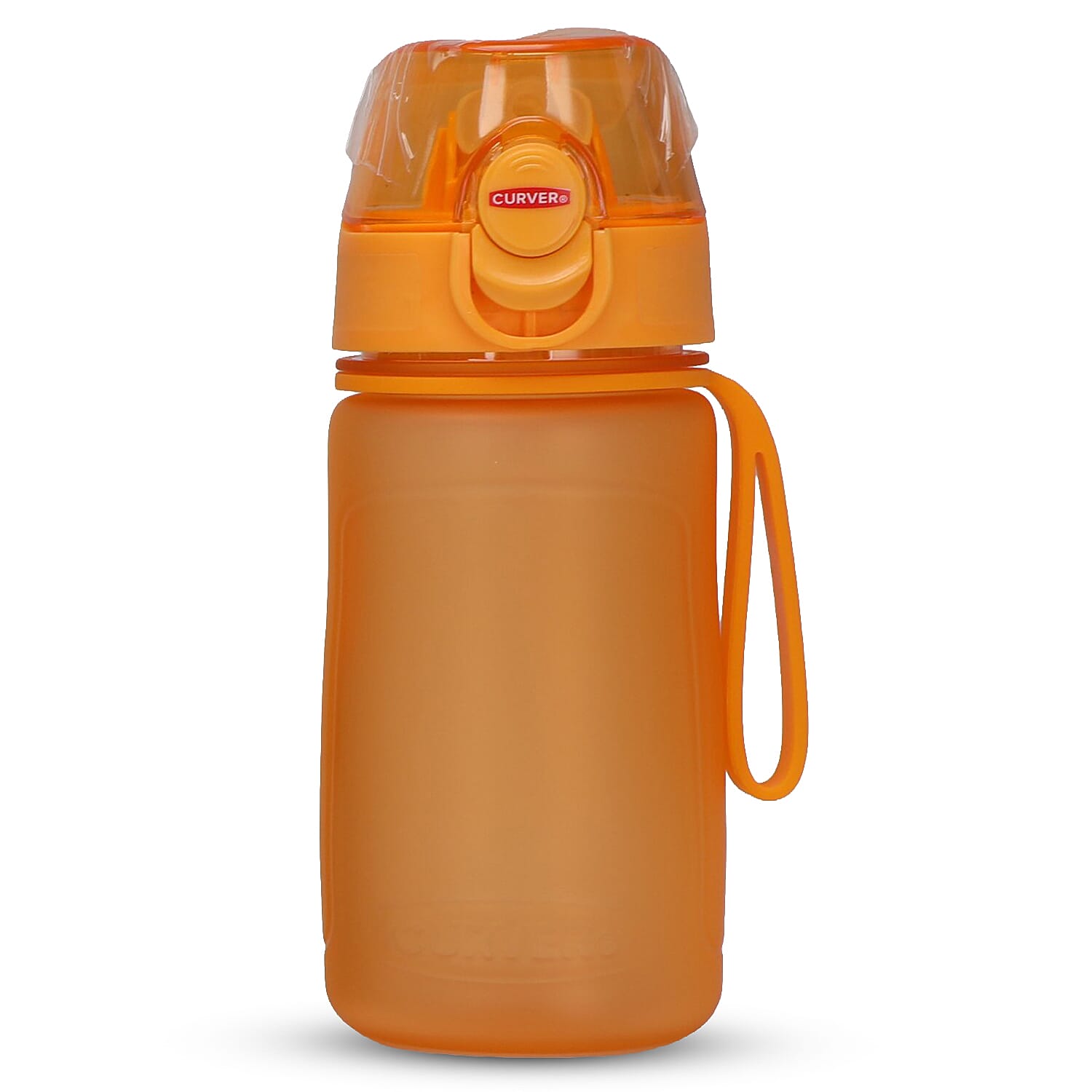 Curver Water Bottle with Flip-Top Lid and Carry Strap (420ml) - Bright Orange