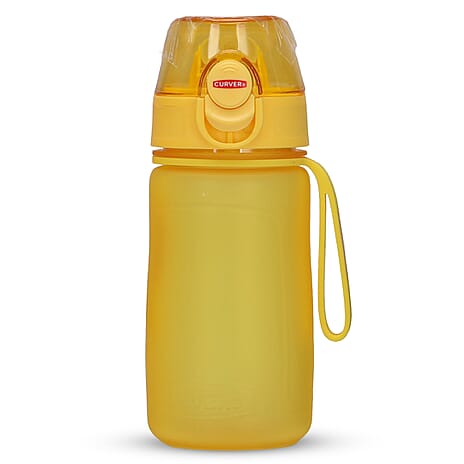Curver Water Bottle with Flip-Top Lid and Carry Strap (420ml) - Bright Yellow