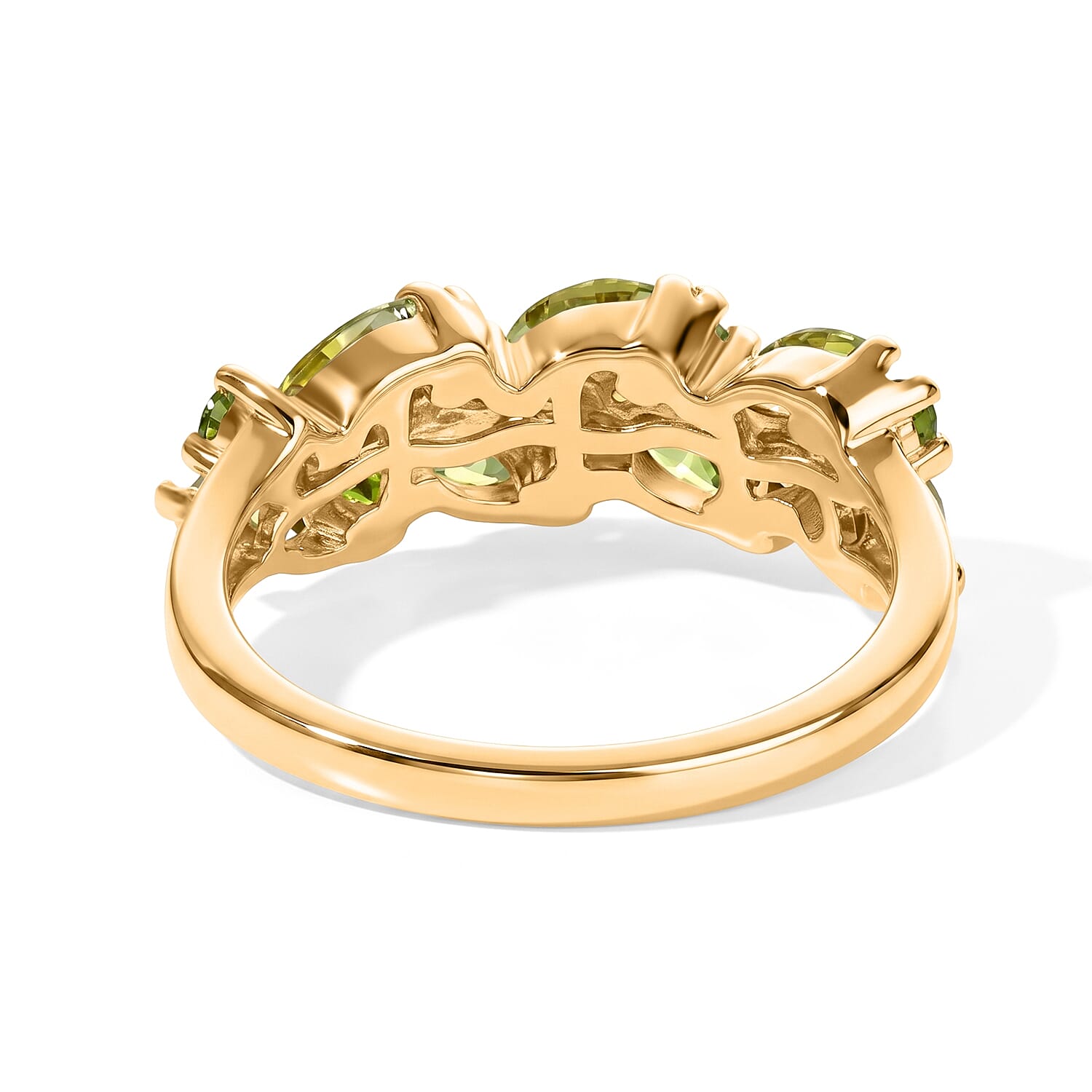 D'Joy - Peridot & Natural Chrome Diopside Leaf Band Ring in 18K Vermeil Yellow Gold Plated Sterling Silver 1.40 Ct.