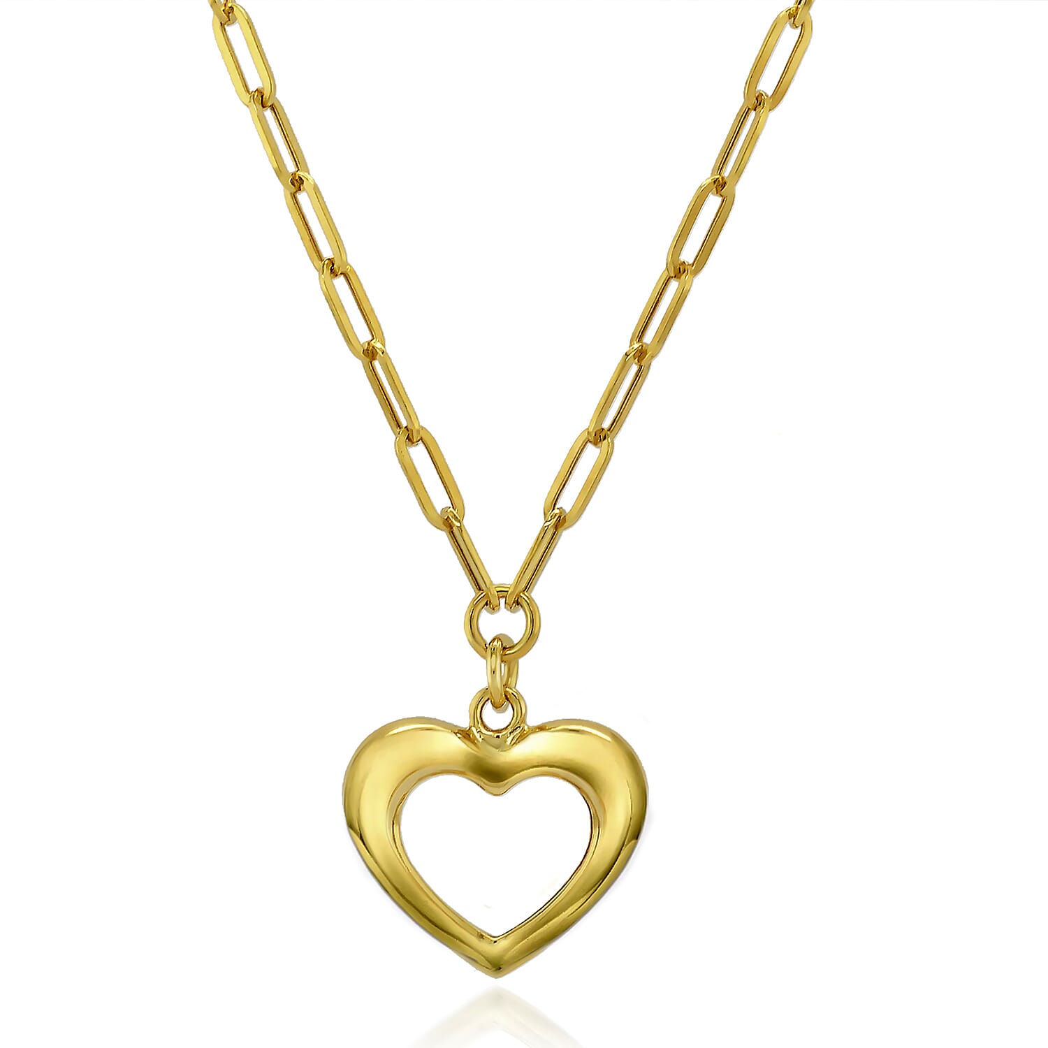 9K Yellow Gold Heart Charm Necklace (Size - 24.0) with Spring Ring Clasp