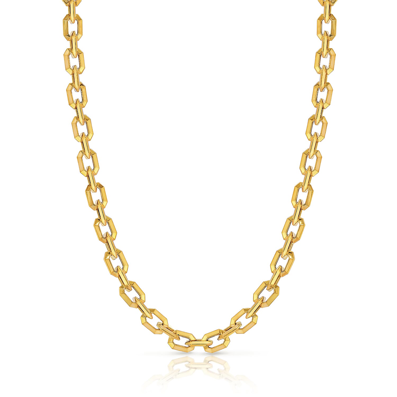 9K Yellow Gold Shiny Octagon Links Bracelet (Size - 8.5) with Lobster Clasp