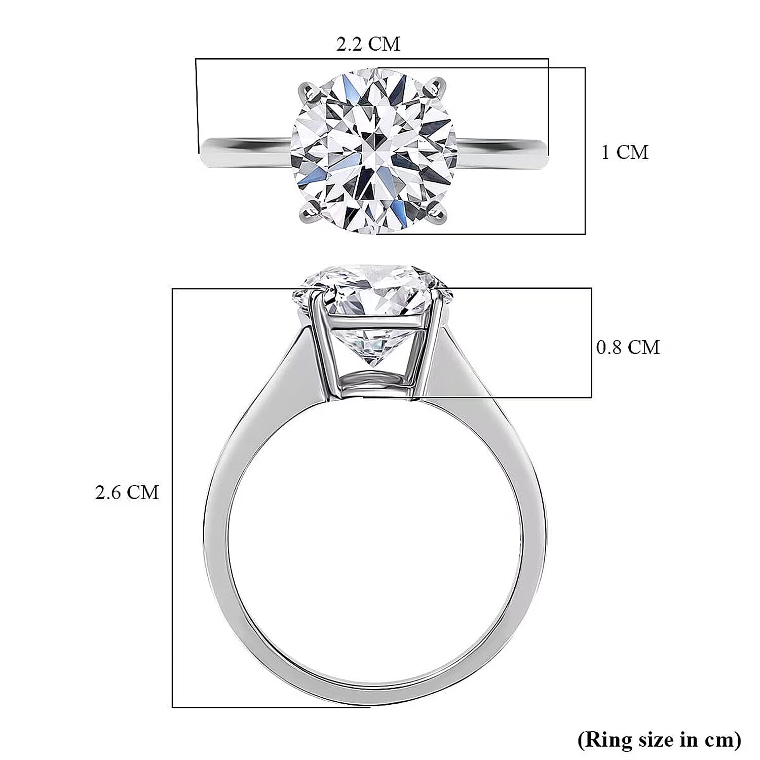 9K White Gold VS Lab Grown Diamond VS Ring, Gold Wt.2.2 Gms  3.020  Ct.