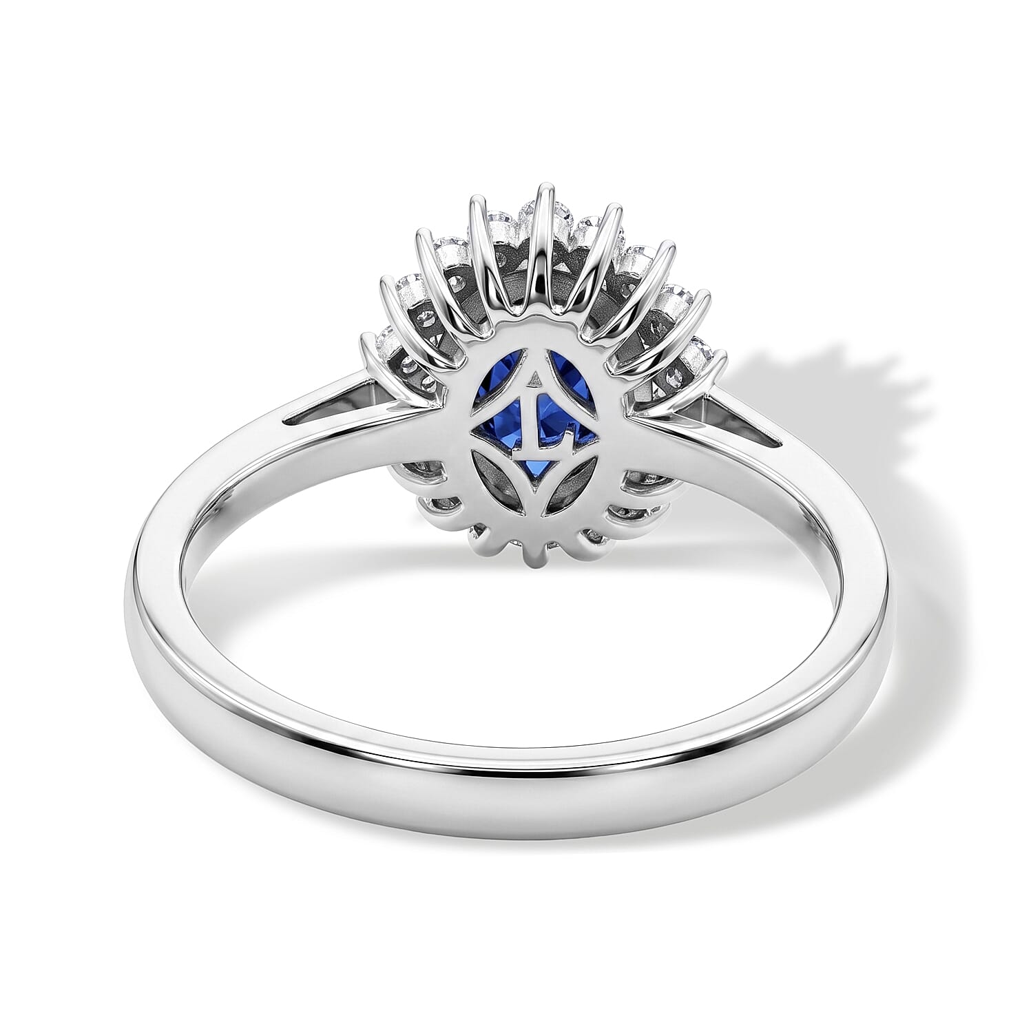 Luxuriant - Blue Spinel & Lab Grown Diamond Ring in Rhodium Overlay Sterling Silver 1.70 Ct.