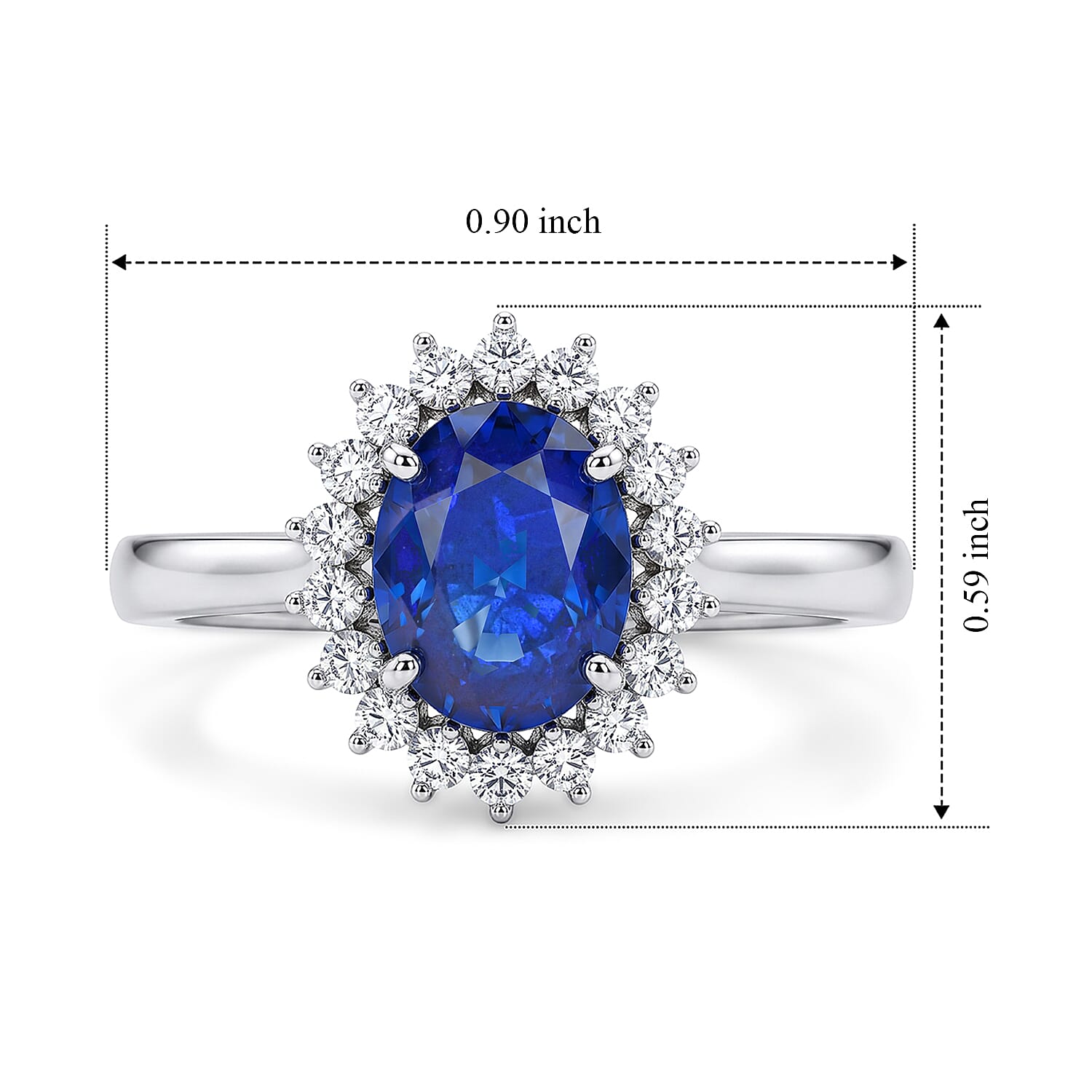 Luxuriant - Blue Spinel & Lab Grown Diamond Ring in Rhodium Overlay Sterling Silver 1.70 Ct.