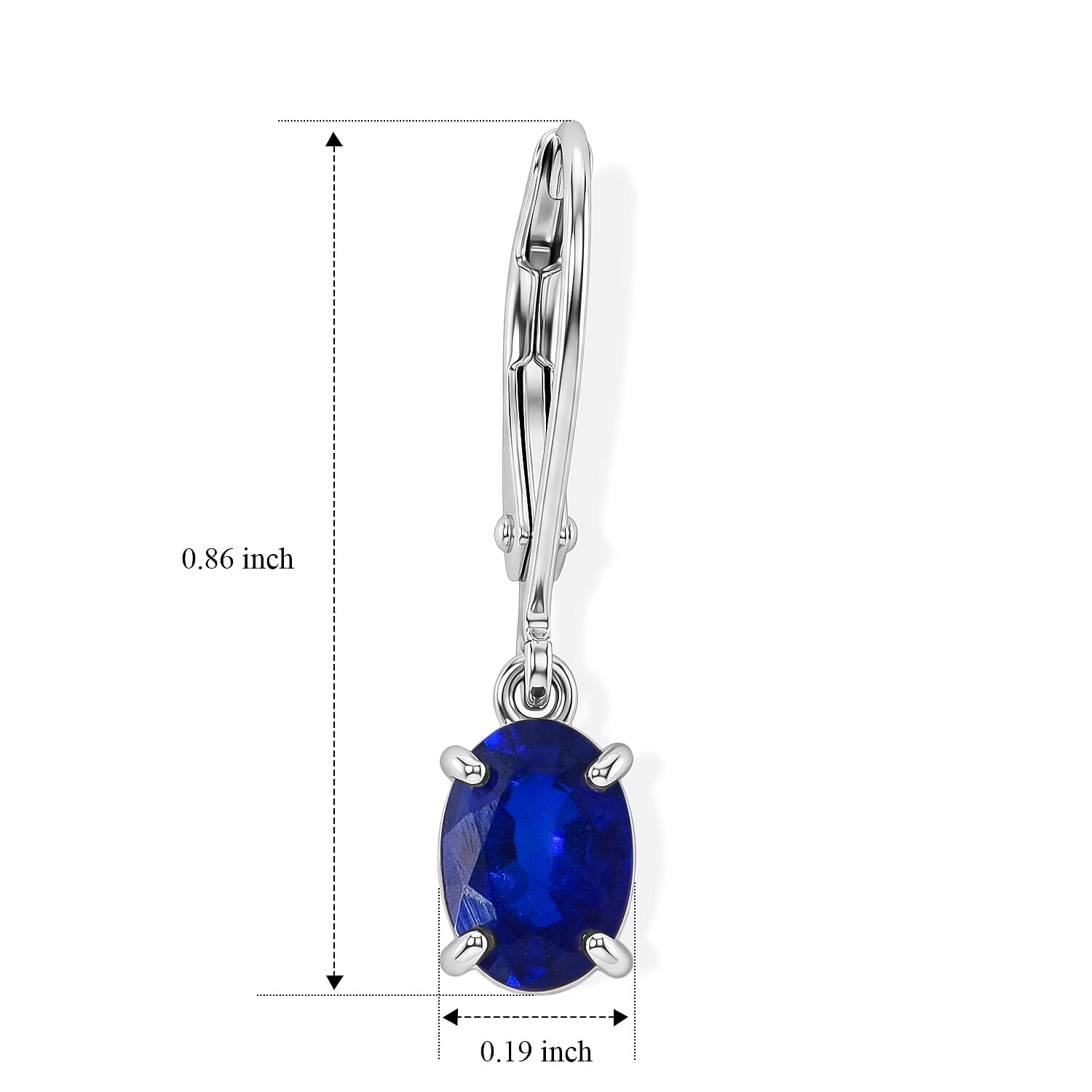 D'Joy - Blue Spinel Earring with Lever Back in Rhodium Overlay Sterling Silver 1.80 Ct.