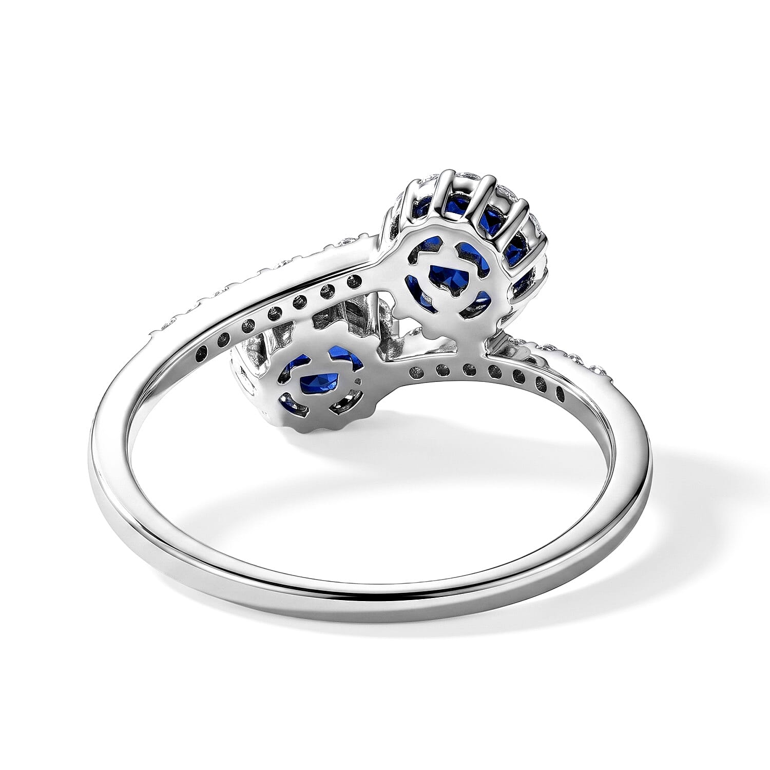 D'Joy - Tanzanian Blue Spinel & White Zircon Ring in Rhodium Overlay Sterling Silver 1.20 Ct.