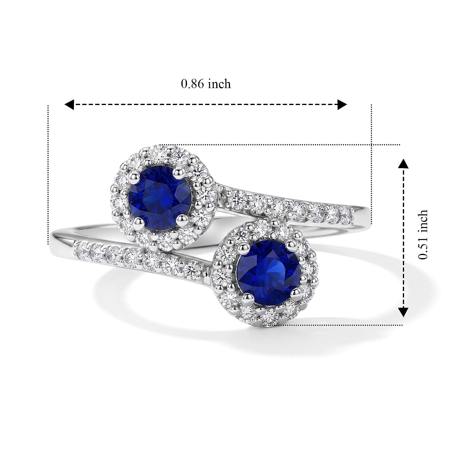 D'Joy - Tanzanian Blue Spinel & White Zircon Ring in Rhodium Overlay Sterling Silver 1.20 Ct.