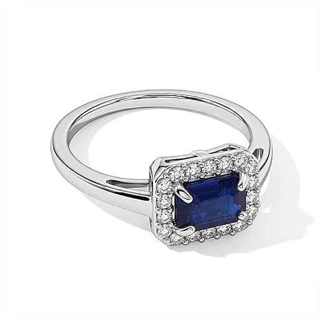 D'Joy - Tanzanian Blue Spinel & White Zircon Ring in Rhodium Overlay Sterling Silver 2.26 Ct.