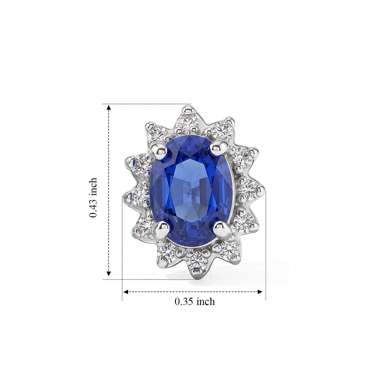 D'Joy - Tanzanian Blue Spinel & White Zircon Earring with Push Back in Rhodium Overlay Sterling Silver 2.44 Ct.