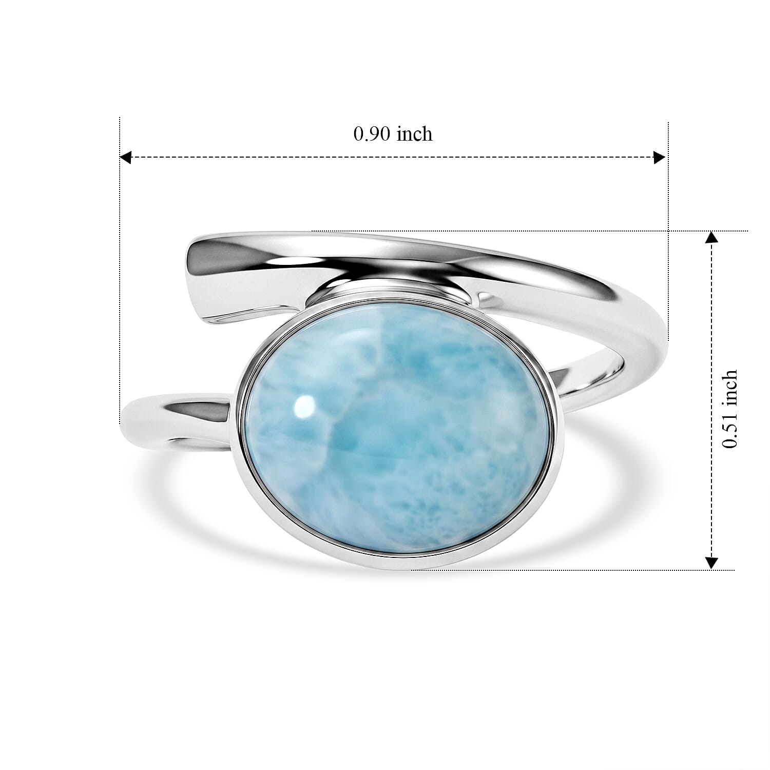 GP - Larimar & Blue Sapphire Bypass Ring in Rhodium Overlay Sterling Silver 4.00 Ct.