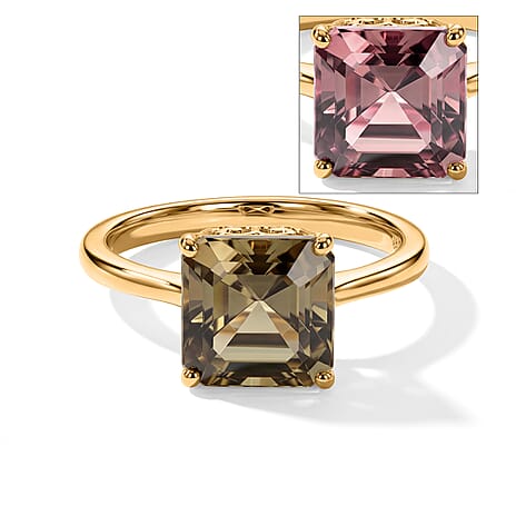 9K Yellow Gold AAA Natural Turkizite Royal Asscher Cut Solitaire Ring 3.00 Ct.