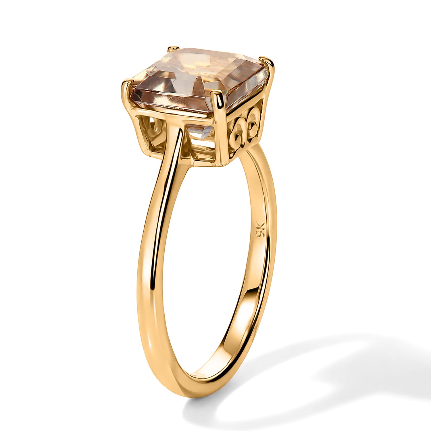 9K Yellow Gold AAA Natural Turkizite Royal Asscher Cut Solitaire Ring 3.00 Ct.