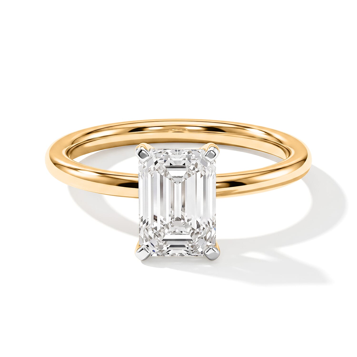 Luxuriant - 18K Yellow Gold SGL Certified Lab Grown Diamond Emerald Cut Solitaire Ring 2.00 Ct.