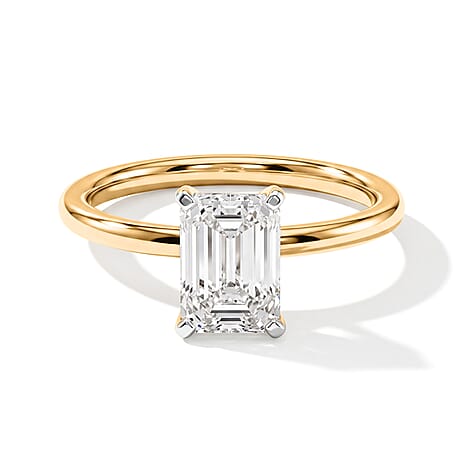 Luxuriant - 18K Yellow Gold SGL Certified Lab Grown Diamond Emerald Cut Solitaire Ring 2.00 Ct.