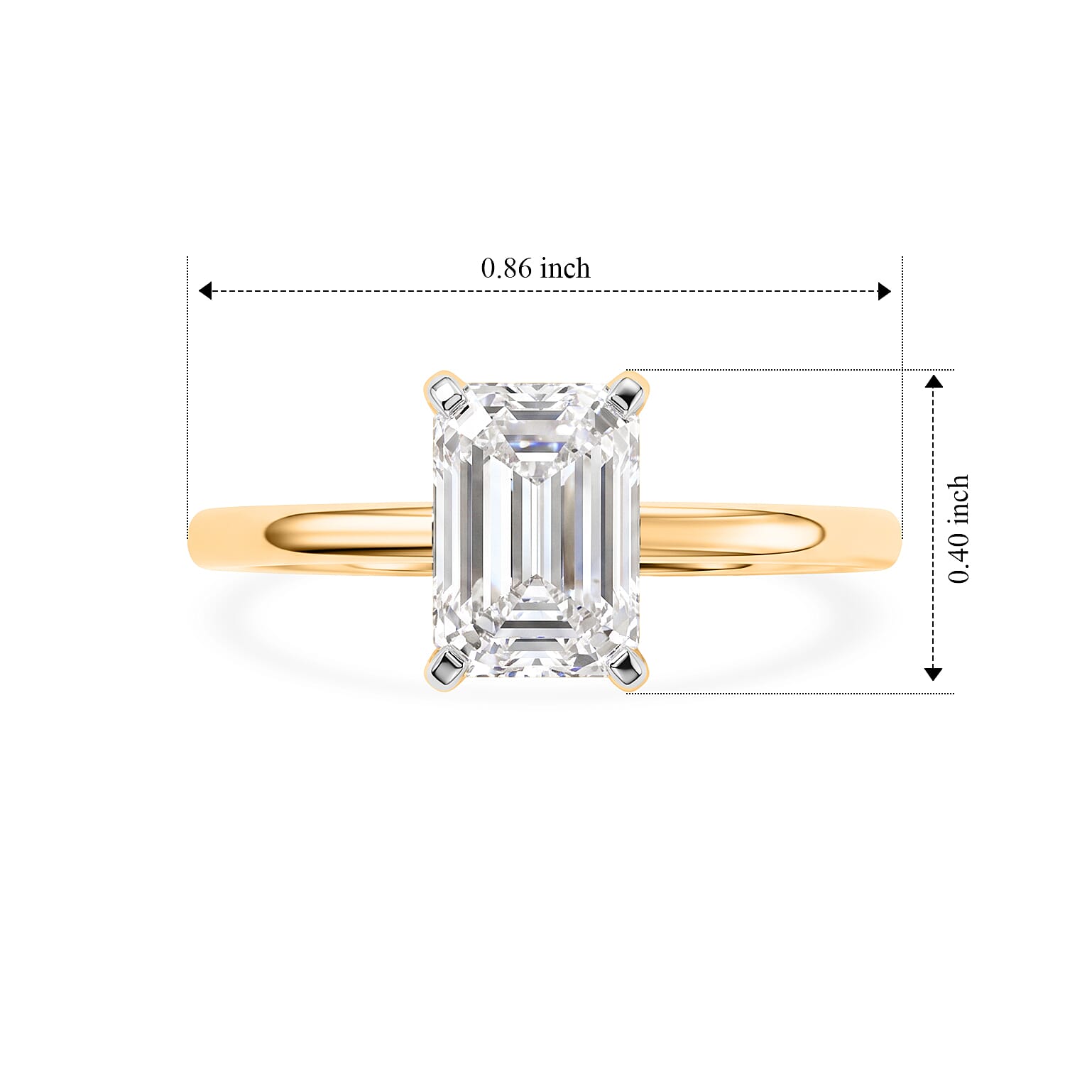 Luxuriant - 18K Yellow Gold SGL Certified Lab Grown Diamond Emerald Cut Solitaire Ring 2.00 Ct.