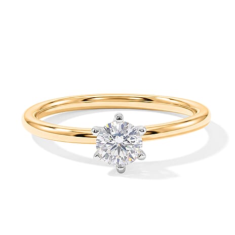Luxuriant - 9K Yellow Gold SGL Certified Lab Grown Diamond Solitaire Ring 0.50 Ct.