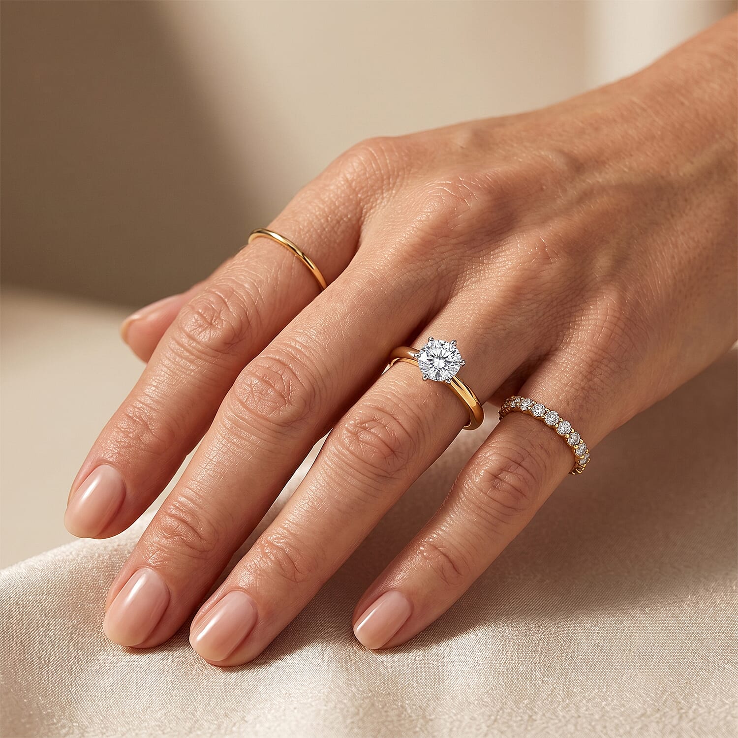 Luxuriant - 9K Yellow Gold SGL Certified Lab Grown Diamond Solitaire Ring 0.50 Ct.