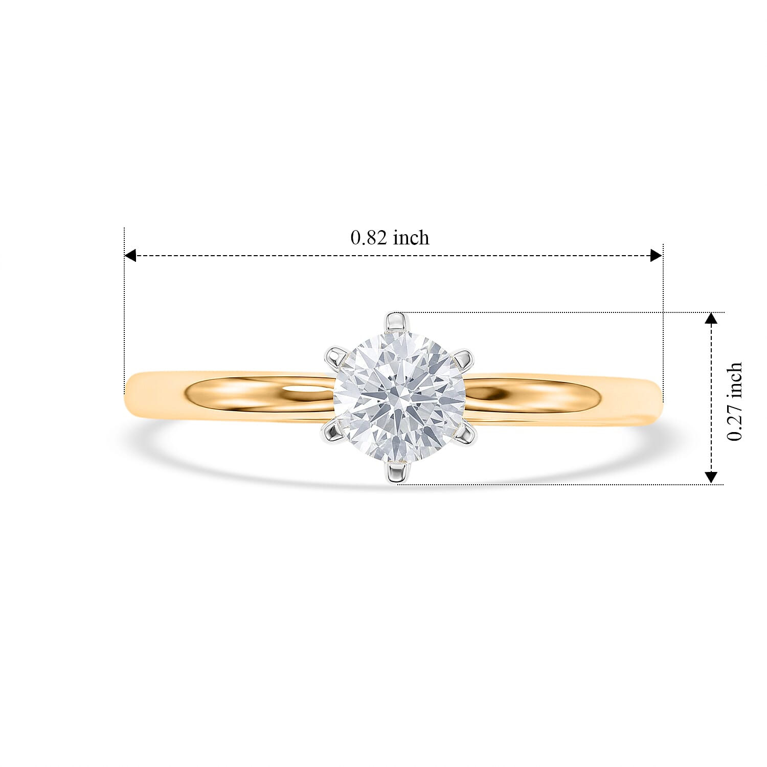 Luxuriant - 9K Yellow Gold SGL Certified Lab Grown Diamond Solitaire Ring 0.50 Ct.