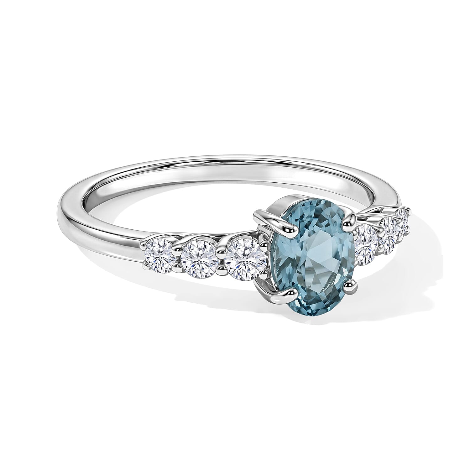 LUXURIANT -  Blue Zircon Lab Grown Diamond Ring in Sterling Silver 1.540 Ct.