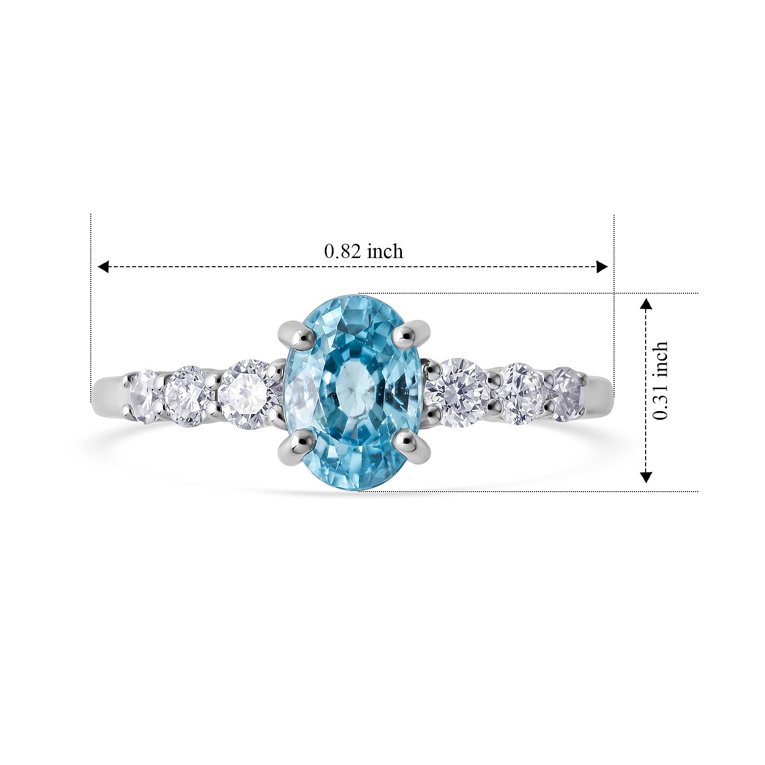 LUXURIANT -  Blue Zircon Lab Grown Diamond Ring in Sterling Silver 1.540 Ct.