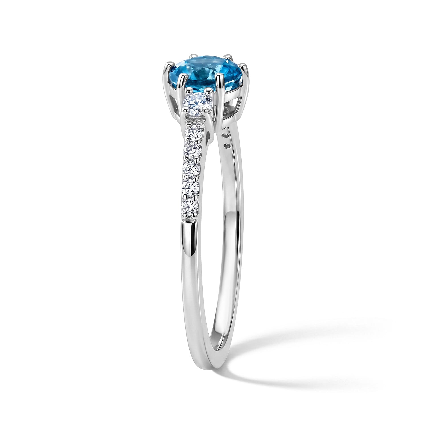 LUXURIANT -  Blue Zircon Lab Grown Diamond Ring in Sterling Silver 1.540 Ct.