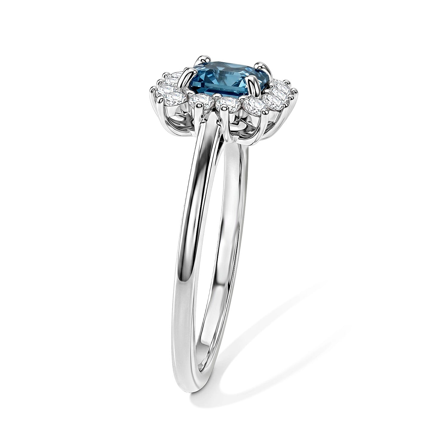 Luxuriant Blue Zircon, Lab Grown Diamond Ring in Rhodium OverlaySterling Silver  1.800  Ct.