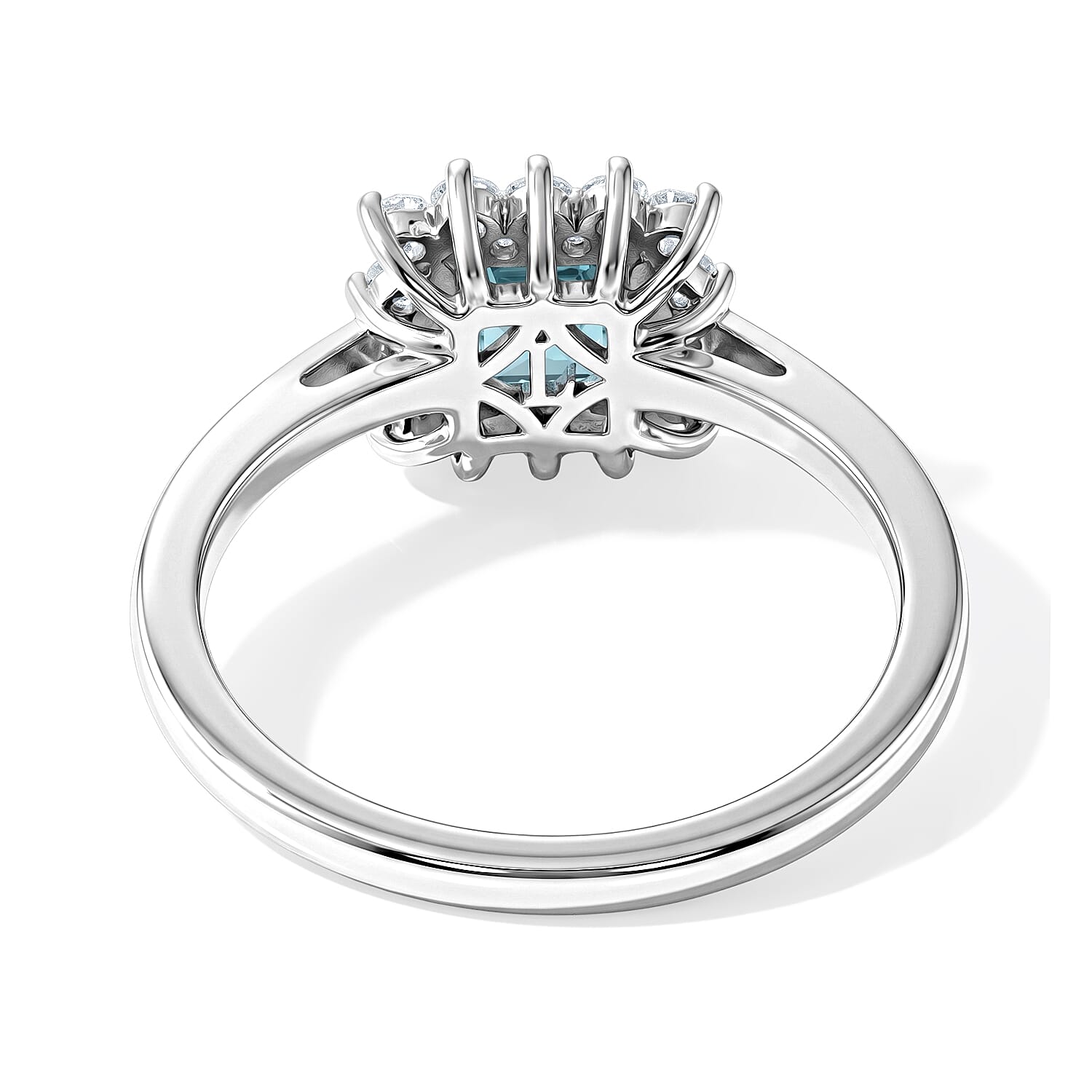 Luxuriant Blue Zircon, Lab Grown Diamond Ring in Rhodium OverlaySterling Silver  1.800  Ct.