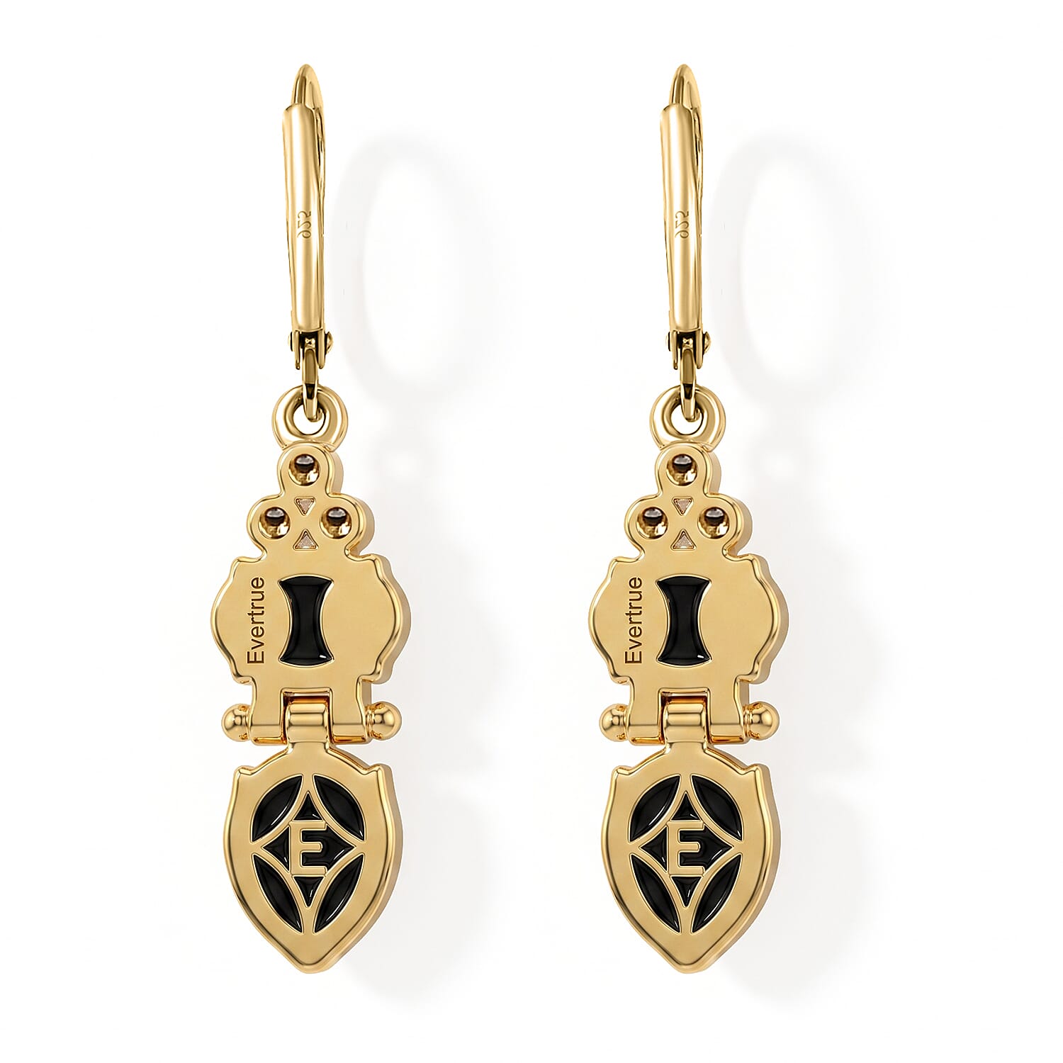 EverTrue - Lapis Lazuli & Moissanite Dangling Earring with Lever Back in Yellow Gold Tone 6.10 Ct.