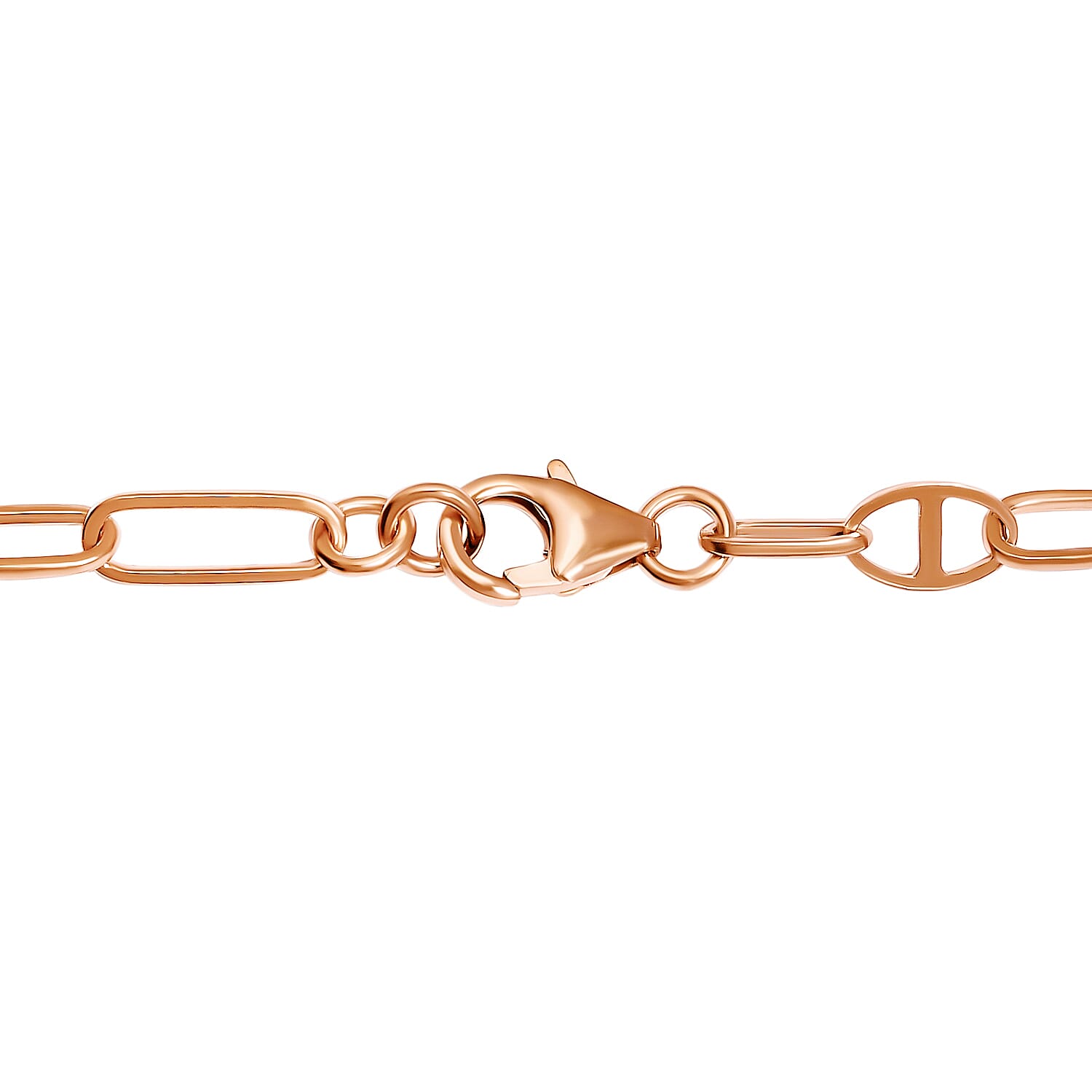 Italian Made- Rose Gold Overlay Sterling Silver Paperclip Necklace (Size - 24) With Lobster Clasp