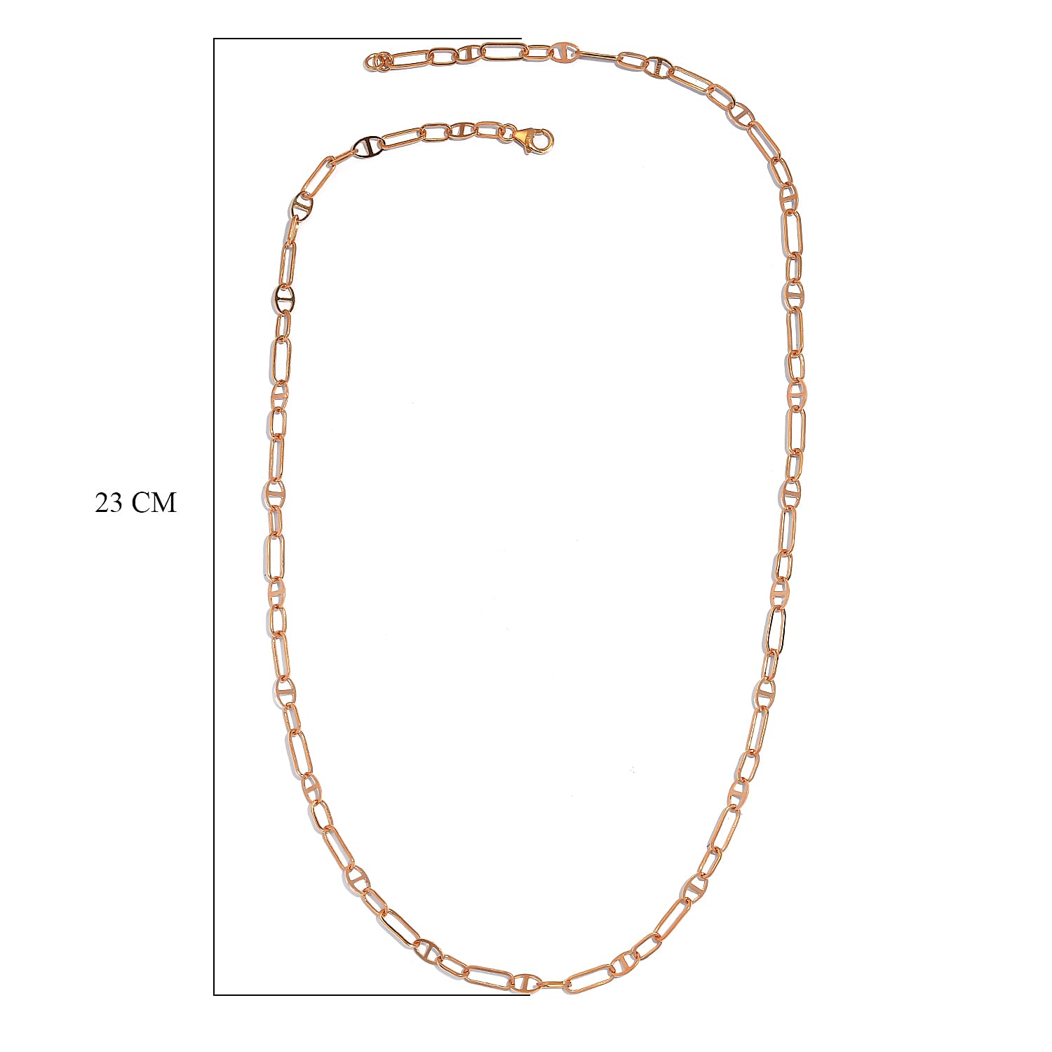 Italian Made- Rose Gold Overlay Sterling Silver Paperclip Necklace (Size - 24) With Lobster Clasp