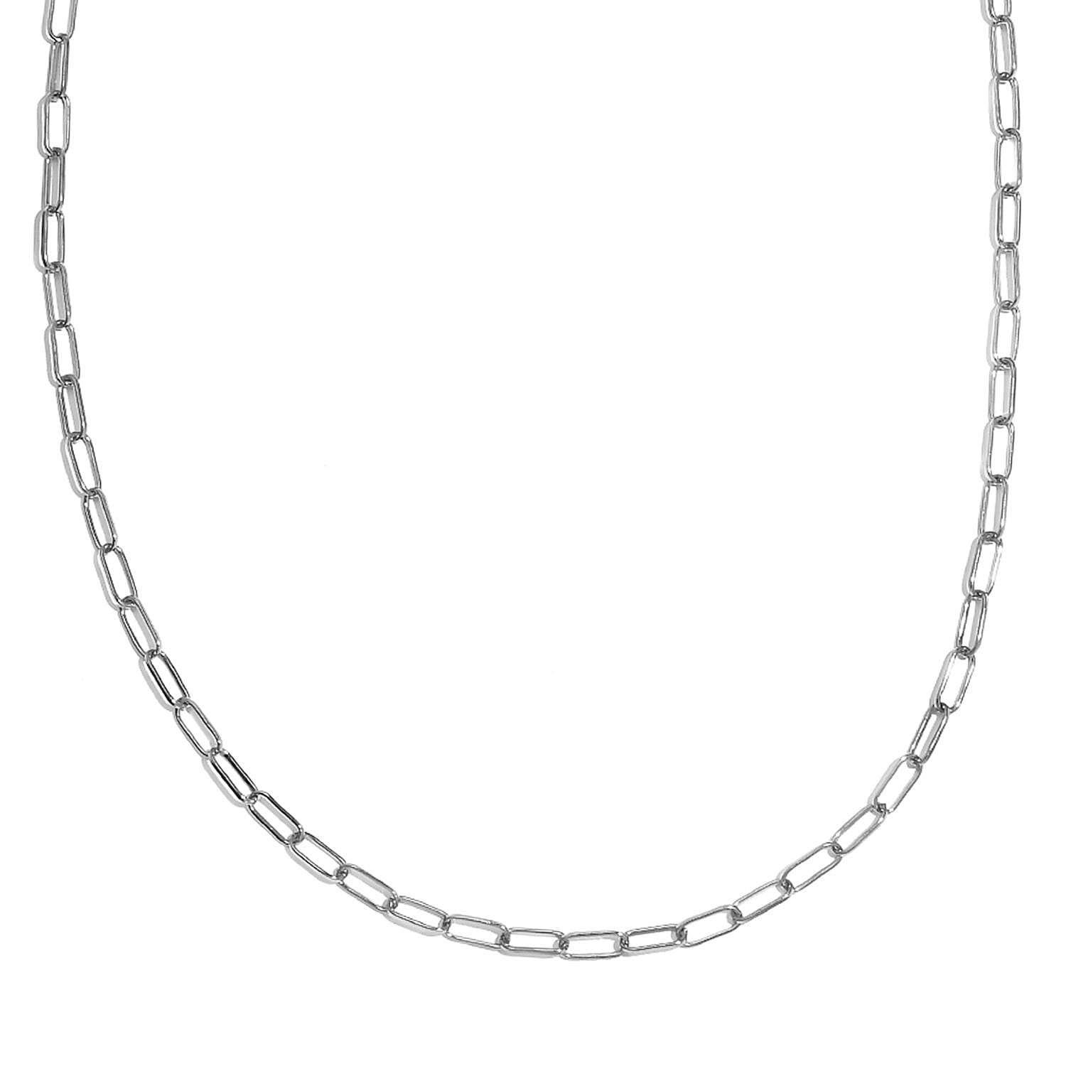 Platinum Overlay Sterling Silver Paperclip Necklace (Size - 24) With T-Bar Clasp