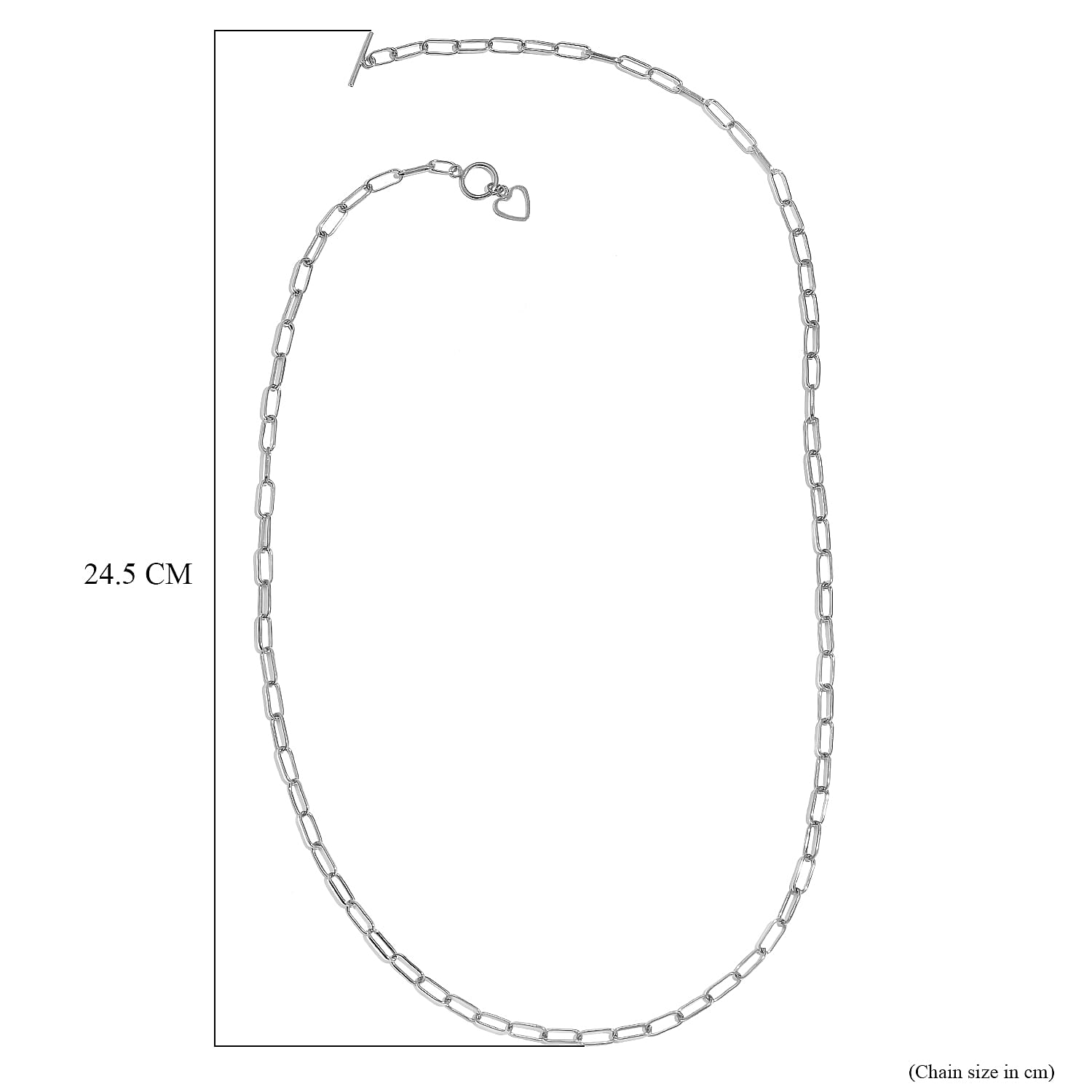 Platinum Overlay Sterling Silver Paperclip Necklace (Size - 24) With T-Bar Clasp