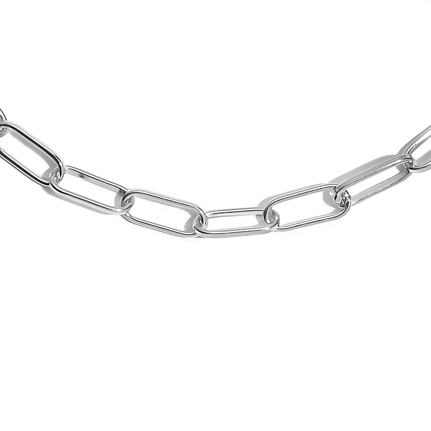 Platinum Overlay Sterling Silver Paperclip Bracelet (Size - 7.5) With T-Bar Clasp