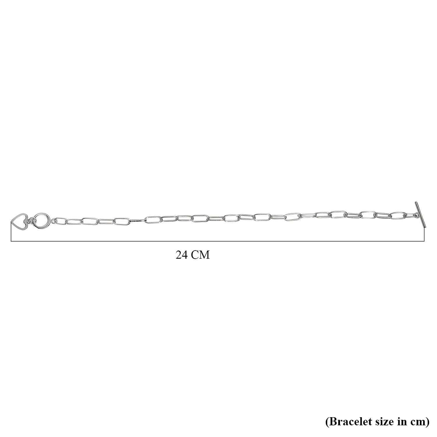 Platinum Overlay Sterling Silver Paperclip Bracelet (Size - 7.5) With T-Bar Clasp