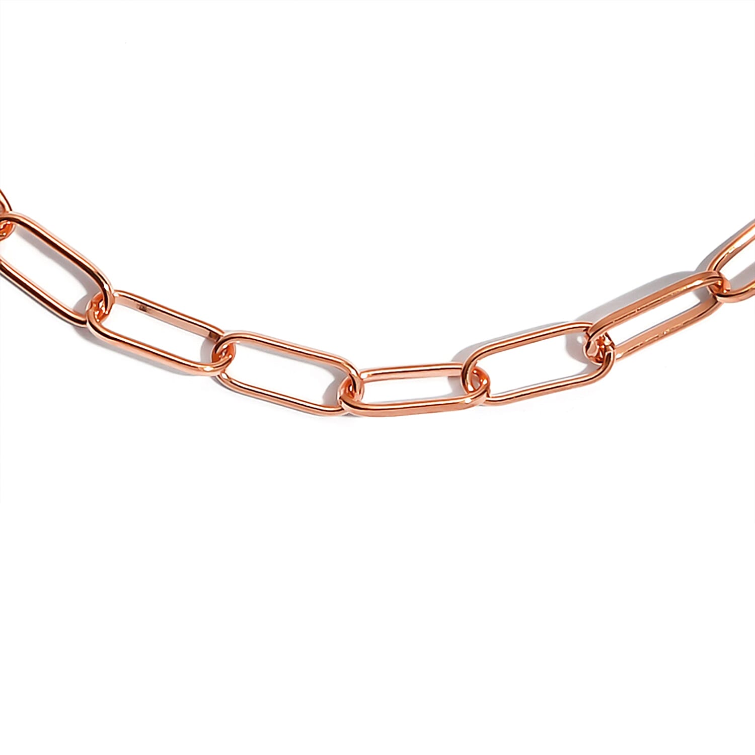 Rose Gold Overlay Sterling Silver Paperclip Bracelet (Size - 7.5) With T-Bar Clasp.